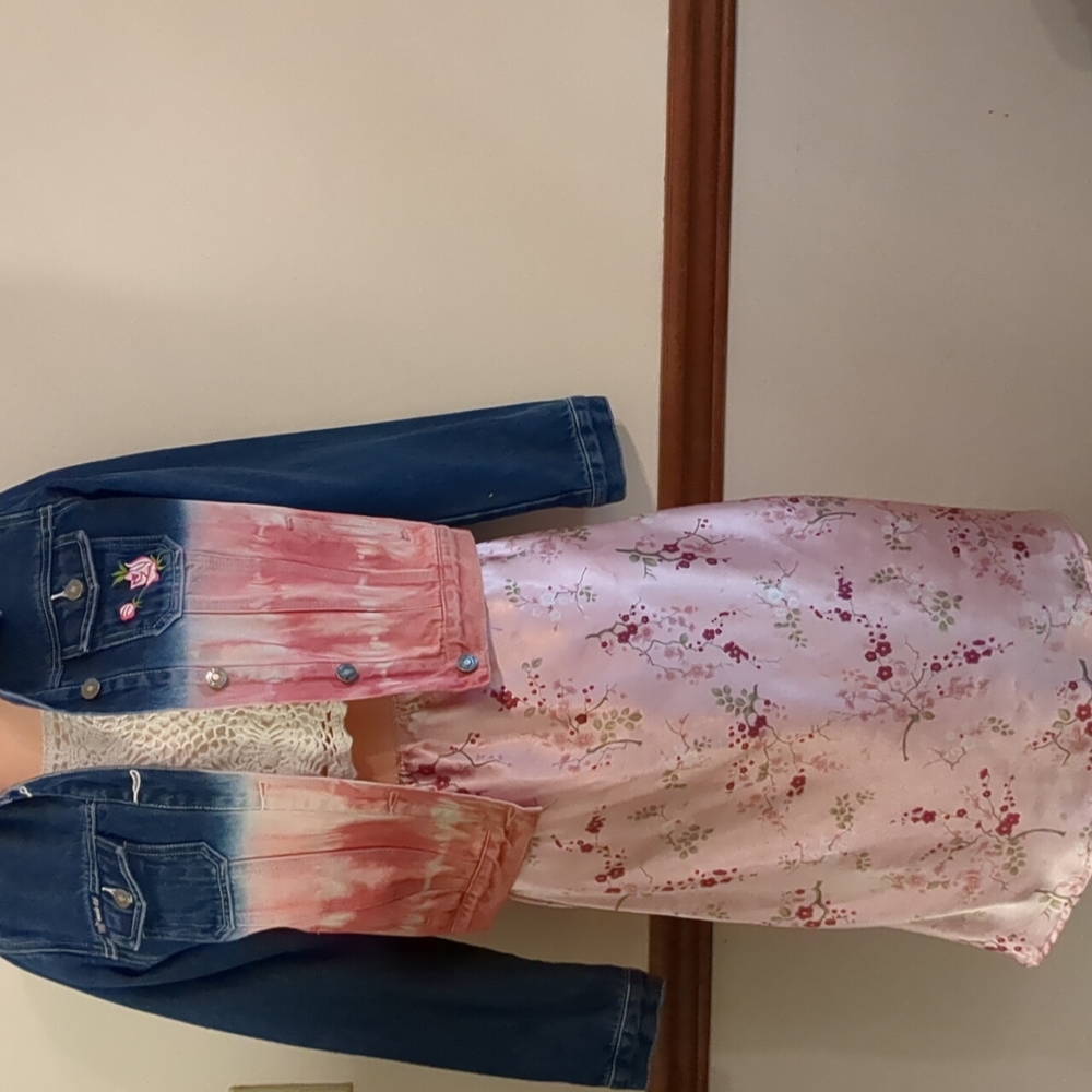 VINTAGE Route 66 Original Clothing Co. Girl's jean jacket with pink embr… - Picture 14 of 14